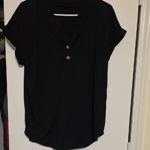 Women's Black Button-Detail Top